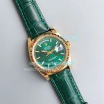 Swiss Replica Rolex Day-Date 36 Watch Green Dial Yellow Gold Case